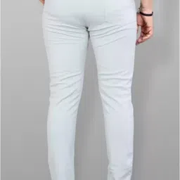 we perfect Men Regular Fit Grey Lycra Blend Trousers image 2