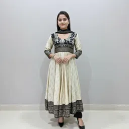 pavora Printed Cotton Silk Stitched Anarkali Gown-picture-13