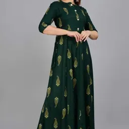 smien Viscose Rayon Stitched Flared/A-line Gown image 3