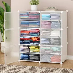 owme Plastic Collapsible Wardrobe For Home 6 Door 12 Tier Carbon PP Wardrobe For Kids PP Collapsible Wardrobe-picture-11