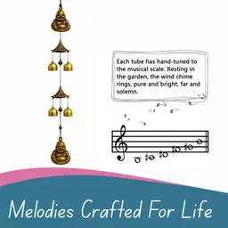 popsee Buddha Wind Chime for Outdoor and Indoor Use Home, Office Gold Plated Windchime image 3