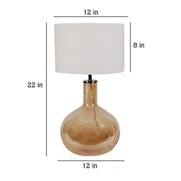 White Iron & Cloth Shade Tablel Lamp With Gold Base By Sapphire image 4