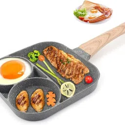 gokich All In One Frying Pan 3 Section Frying Pan Compatible with All Stoves for Home Fry Pan 20 cm diameter 1 L capacity-picture-29
