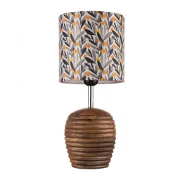green girgit Stripped Brown Lamp with Yellow Leaves multicolor shade image 5