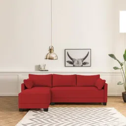 Duke Fabric RHS Sectional Sofa(3 + Lounger) In Red Colour-image-7