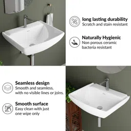 plantex Ceramic Wash Basin/Wash Basin for Bathroom/Basin for Home- (APS-1174) Wall Hung Basin image 2