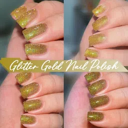 florero High Shine Long & Lasting Non Toxic Professional Nail Polish Glitter Gold image 3