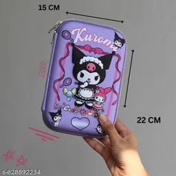 eltihr Kuromi Hardtop Pencil Case for Kids | Cute Purple Stationery Pouch with Zipper Geometry Box-picture-10