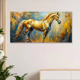 nestroots Canvas Framed Majestic Equine Serenity in Nature Wall Painting(24X48 Inch)-picture-23