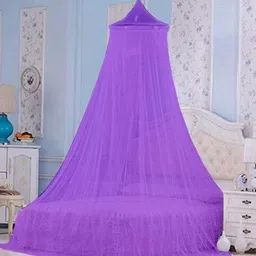 vd enterprise Polyester Adults Washable Round Double Bed Mosquito Net [Purple] Polyester Mosquito Net-picture-22