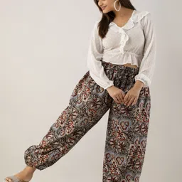 dmp fashion Women Regular Fit Multicolor Cotton Blend Trousers-picture-20