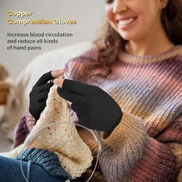 zeixera 2Pcs Black Grip Gloves, Touch Screen Copper Arthritis Gloves, Hand Cover Gym & Fitness Gloves image 3