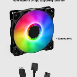 Verity RGB 120mm Case Fan, ICE C400 CPU Cooler/CPU Fan with Rainbow LED Fan - Black Combo Set image 3