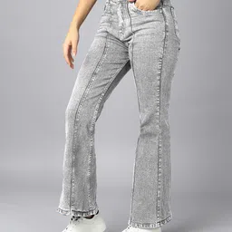 nifty Women Flared High Rise Grey Jeans image 4