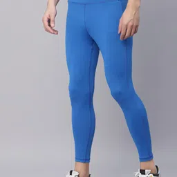 jump usa Solid Men Blue Tights image 3
