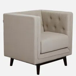 casacraft from pepperfry Fermin Fabric 1 Seater Sofa In Beige Colour image 4