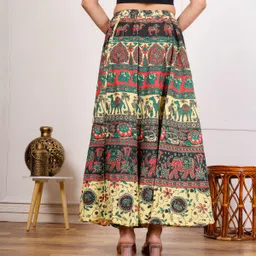 savicreation Women Printed Flared Multicolor Skirt image 3