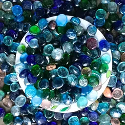 kancha Transparent Multicolor Clear pebble Pack of 400gram Regular Oval Fire Glass Pebbles image 1