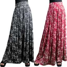 fashion bazaar Pack of 2 Women Flared Black, Red Lycra Blend Trousers-picture-19