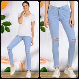 1daystreet Women Skinny Mid Rise Light Blue Jeans-picture-34