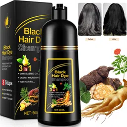 missever 3 in 1 Black Hair Shampoo Instant Hair Color Shampoo for Men & Women 500ml , Black-picture-46
