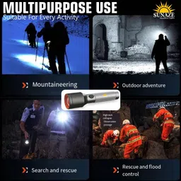 sunaze 100W+100W LED Rechargeable Long Range Search Light with 5 Lighting Modes,1500mAh Torch image 5