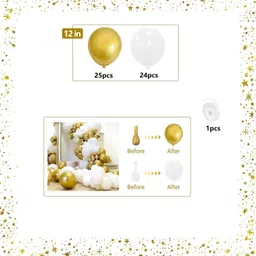 r g accessories Solid Golden White Balloons Garland Decoration Kit With Arch Pack Of 50 Balloon image 2
