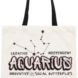 atvi.fit Black Women Tote Aquarius Zodiac Cotton Tote Bag | Astrology Printed Tote | Reusable Cotton Bag-picture-14