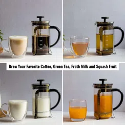 instacuppa French Press 350 ML,4 Part Superior Filtration System, Borosilicate Carafe 4 Cups Coffee Maker image 4