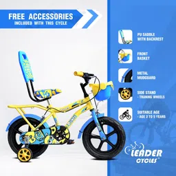 leader BUDDY 14T KIDS CYCLE WITH TRAINING WHEELS (SEMI-ASSEMBLED) AGE GROUP 2 -5 YEARS 14 T (inch) Road Cycle image 5