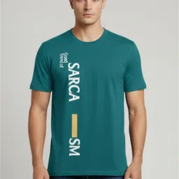 autna Men Typography Round Neck Cotton Blend Green T-Shirt-picture-44