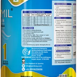 braymil Premium 1 Infant Formula with DHA &ARA, FOS & GOS - Stage 1 Tin Pack image 5