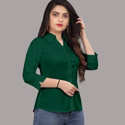 fashionyourstyle Women Regular Fit Solid Spread Collar Formal Shirt-picture-11