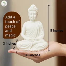 alish creation White Meditation Buddha idol 1_piece Decorative Showpiece - 12 cm image 2