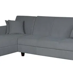 woodsworth from pepperfry Alba Fabric RHS Sectional Sofa (3 + Lounger) in Ash Grey Colour image 2