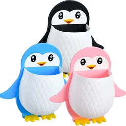webdealz Plastic Penguin Design Wall Mounted Storage Organizer for Bathroom/Kitchen Etc x3.446 Storage Basket image 1