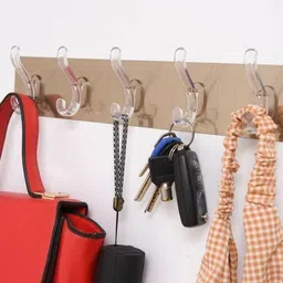 gaurinandan Self Adhesive 6 Hook Sticker Strip for Wall Hanging Multi-Purpose Item Door Hanger image 4