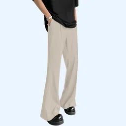 ftx Men Relaxed, Loose Fit Beige Lycra Blend Trousers image 3