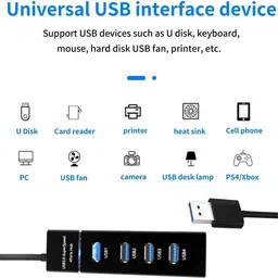 ADZOY 4 Port USB Hub 3.0 with 6 Inch Long Cable for Laptop/PC/MacBook USB Hub 4_Port_3.0_High_Speed_USB_Hub USB Hub image 2