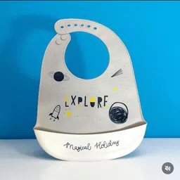 kakagugu Soft Silicone baby bib with crumb catcher, BPA free, 100% food grade, Non toxic image 1