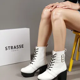strasse paris Amazing Design Women's Ankle Length Block Heel Stylish Fashionable Boots For Women-picture-21