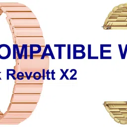 ACM WSM20H22RSGGL3663 Pack of 2 Watch Strap Adjustable Steel 22mm for Fastrack Revoltt X2 Smartwatch (Rose Gold Pink/Champagne Gold) Smart Watch Strap-image-28