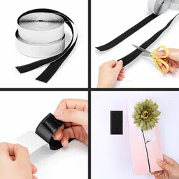lifekrafts Self Adhesive Hook Tape & Self Adhesive Loop Tape (10M*25mm Hook & Loop Tape, Black Color), Sticky Back Fastening, Strong Glue with Durable Quality, Adhesive Back Mounting Tape for Stationary, Pictures ,Tools, Household Purposes, Schools and Office etc. Stick-on Velcro image 5