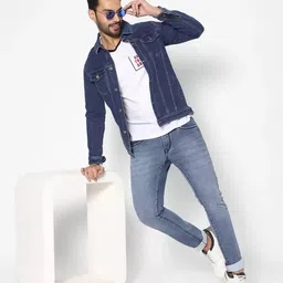 moda rapido Men Solid Denim Jacket image 3