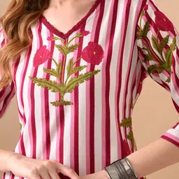 kjfab Women Pure Linen Kurta Pant Set image 5