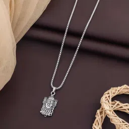 eivaa Mahakal Locket with Chain Silver Metal Locket image 2