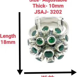 jsaj ROUND SHAPE HALF BALL RING WITH EMERALD STONE Sterling Silver Ruby Silver Plated Ring image 2