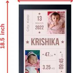 vashuprints Customize Wood fram Wall Baby brithday wish Photo Frame 18.5 inch Rectangle shape image 2