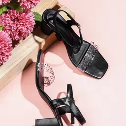 Try Me Embellished Open Toe Backstrap Block Heels-image-78