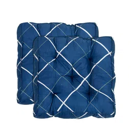 Kuber Industries Blue Pack of 2 Geometric Printed Square Chair Pad image 3
